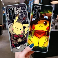 pokemon pikachu squirtle phone case for huawei p20 p30 p40 plus lite 4g p50 pro p smart z 2019 soft silicone case cover pikachu