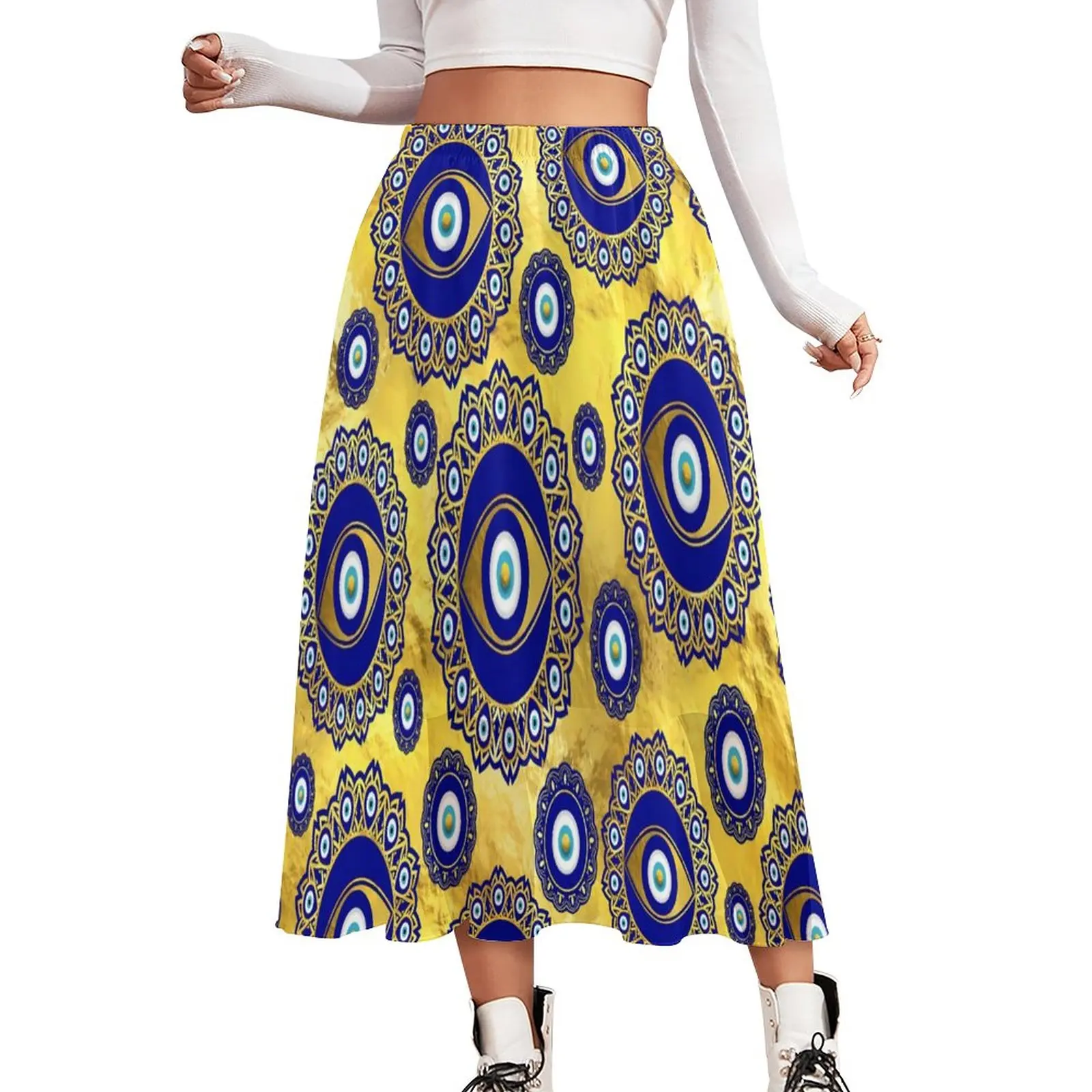 

Длинная шифоновая юбка с принтом «сглаза»