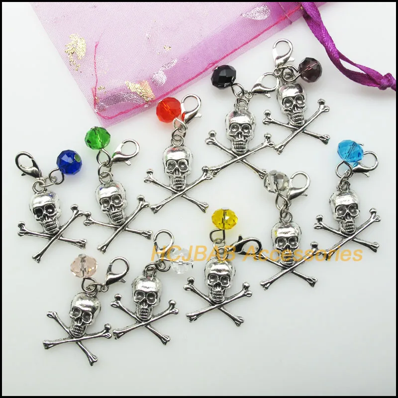 10 новых Подвесок в виде черепа на Хэллоуин с застежкой тибетские посеребренные
