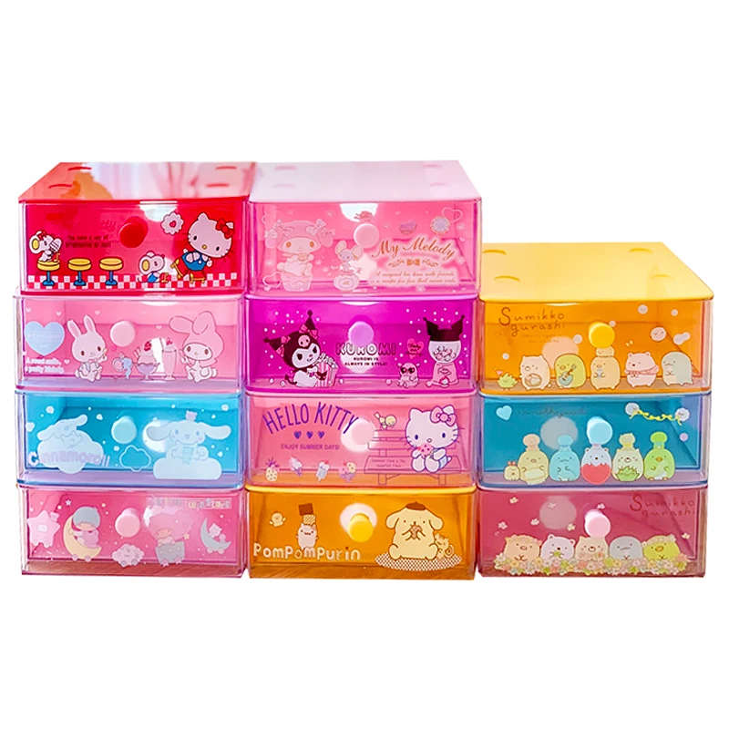 

Sanrio Kawai Kuromi My Melody HelloKittys мультяшный милый рисунок Настольный ящик для хранения со смайликами