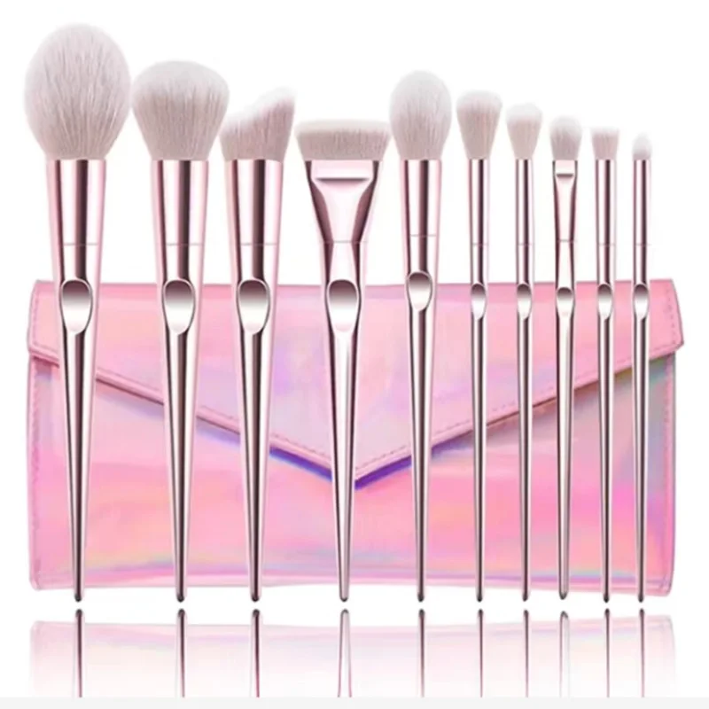 

YAHLIGS Pro Brush Line Brush Bundle - 10-pieces Brush set with Pouch - Pink Cute Ultra-Soft Synthetic Hair Brush Kit (No )