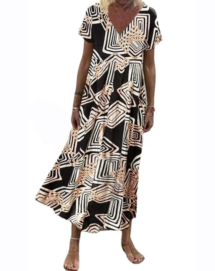 

New Elegant Women Patchwork Print Dress Charm Summer Women'S Clothing