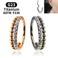 g23 titanium crystal zirconia gold color small circle hoop earrings 810mm ear cartilage tragus helix piercing jewelry 16g