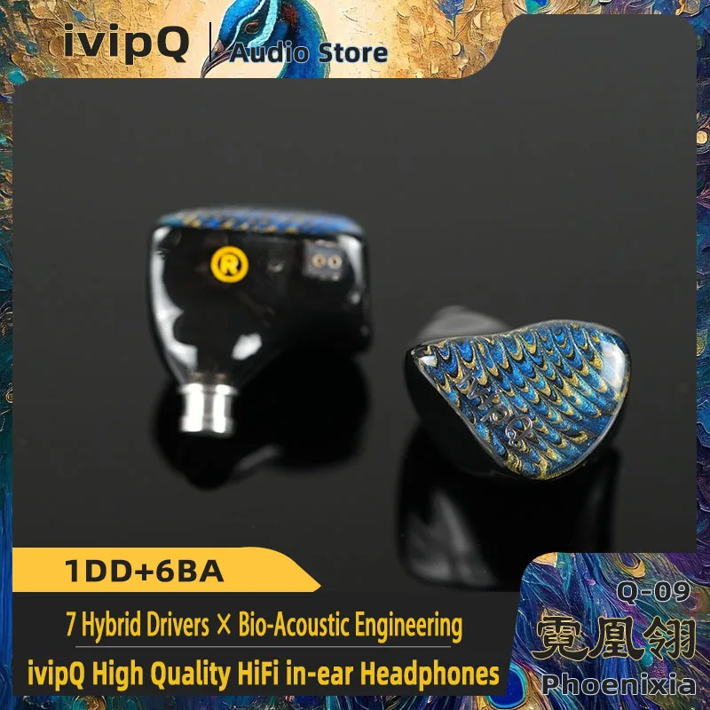 Фото ivipQ-Q09 Phoenixia Sound Balance in Ear HiFi наушники 1DD + 6BA динамический чрезвычайно музыкальный IEMs 4,4 мм 2-контактный кабель, для музыкантов №2