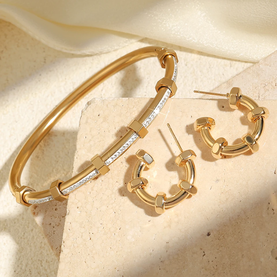 FEEHOW водонепроницаемые серьги из нержавеющей стали золотого цвета Блестящий