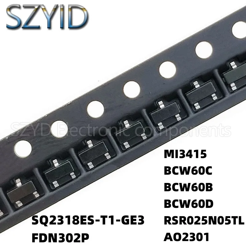 

100PCS SOT23 SQ2318ES-T1-GE3 FDN302P MI3415 BCW60C BCW60B BCW60D RSR025N05TL AO2301