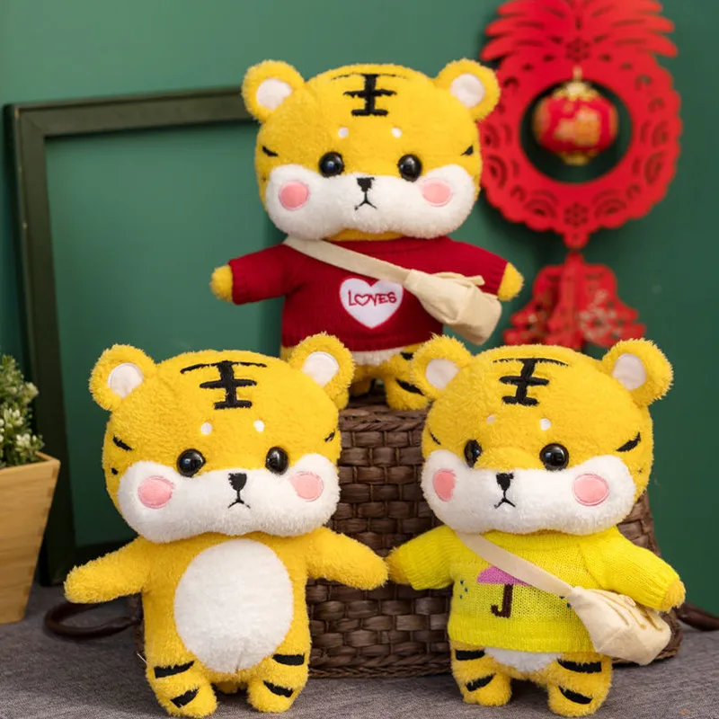 

30cm Cartoon Tiger Plush Stuffed Toy 2022 Year of the Tiger Mascot Doll Cute Chinese Zodiac Tiger Doll Kids Girl Birthday Gift