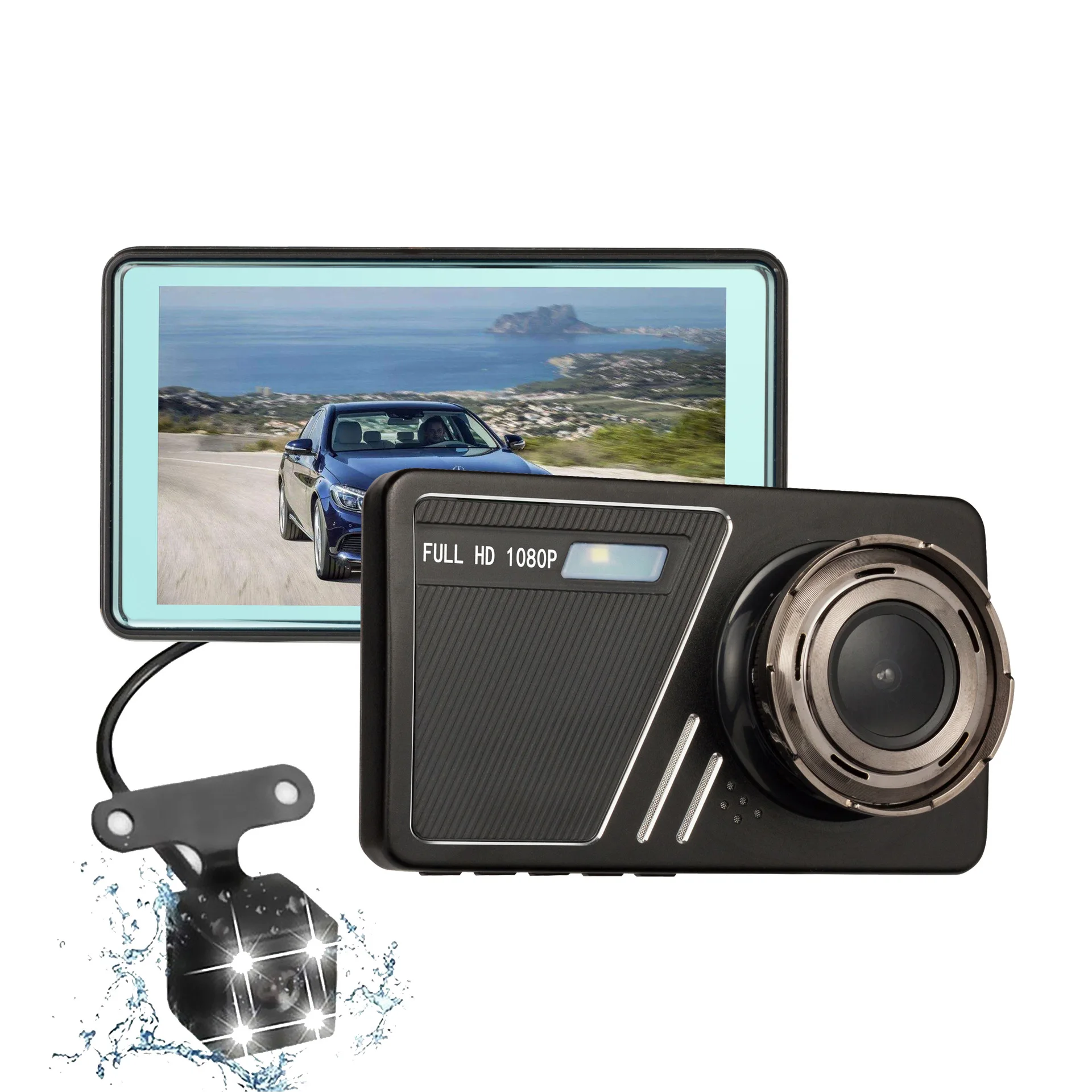 

Car Dash Camera 1080P DVR Rear View Video Recorder Night Vision Loop Recording G-sensor 140 ° Wide Angle 4" Touch Screen Dashcam