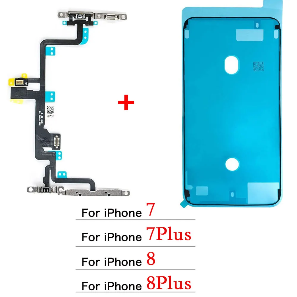 

Кнопка включения громкости гибкий кабель + экран водонепроницаемый клей для iPhone 7 7Plus 8 8 Plus запасные части