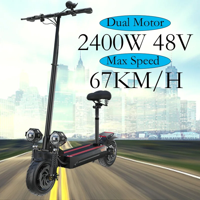 

JueShuai X500 Electric Scooter Dual Motor 2400W 48V 18AH 67KM/H Foldable Unisex Portable Adults Scooter Elecric 70KM Long Range