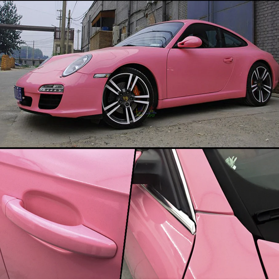 Самоклеящаяся глянцевая розовая виниловая пленка премиум класса размером 10/20/30/40/50x152 см для автомобильной наклейки и обертывания с возможностью удаления воздуха бесплатно.