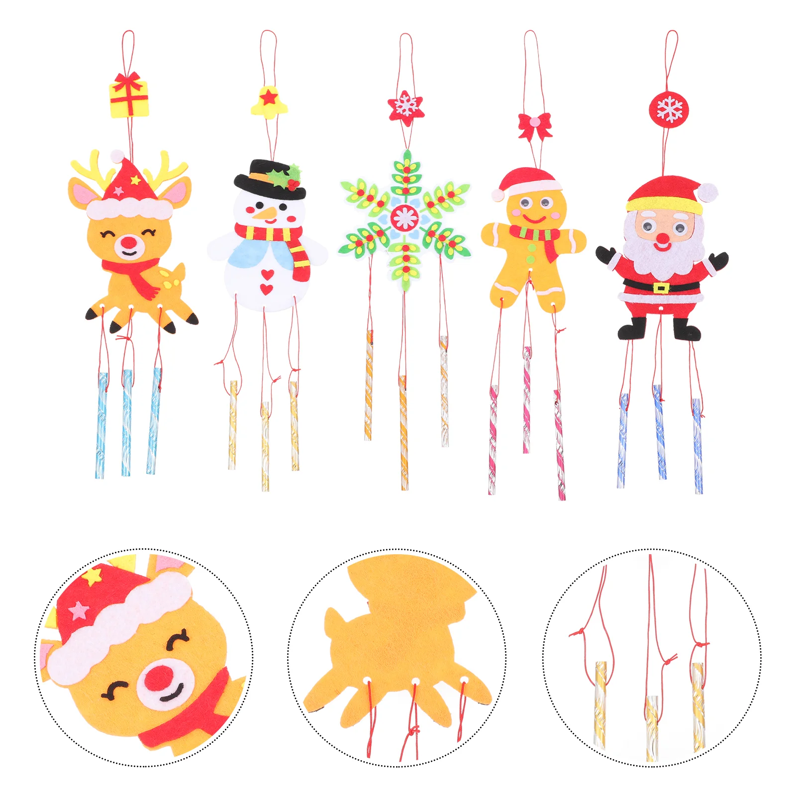 

5 Sets Practical Cartoon Christmas Decor DIY Wind Bells Xmas Ornaments