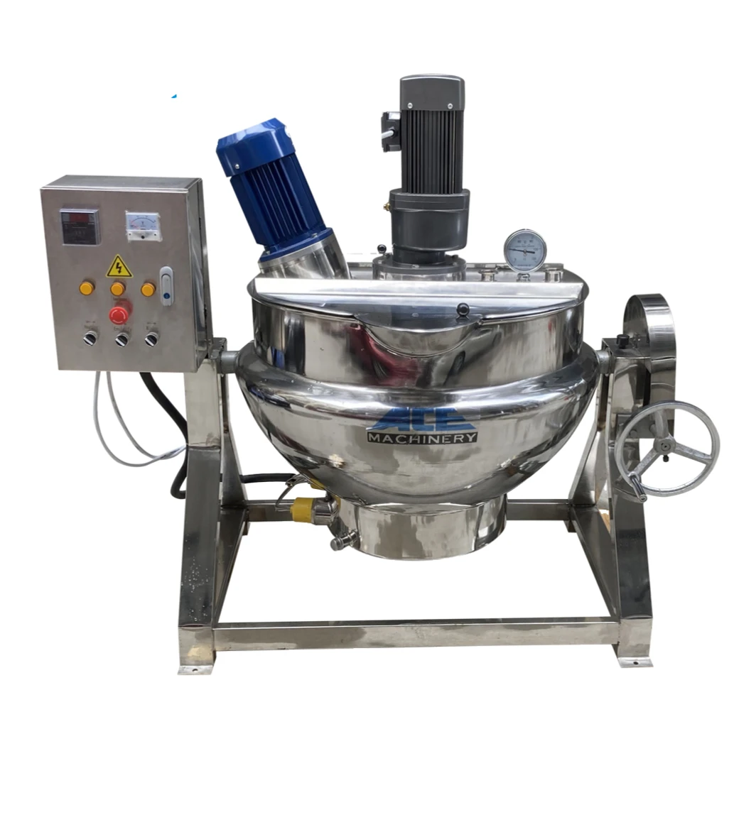 

Soup Boiling Cooking Making Machine / Strawberry Jam Cooking Pot / Vacuum Jacketed Cooker With Stirrer For Jam