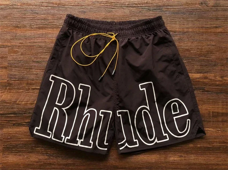 

New Rhude Blue Pink Green Black Shorts Men Women Drawstring Inside Mesh Breeches men shorts sweatpants