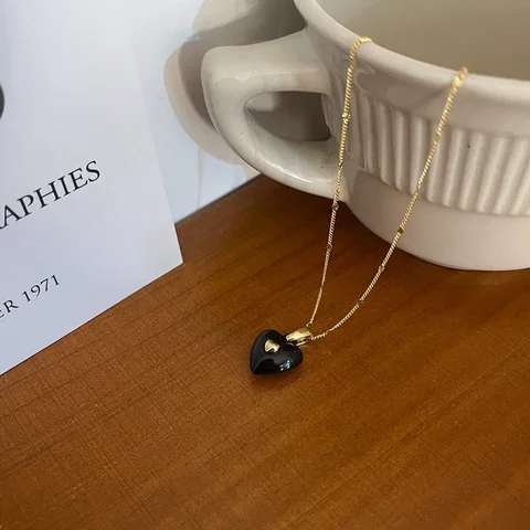 Женское ожерелье с подвеской в виде сердца, ожерелье до ключицы с эмалью и глазурованным покрытием, Модная бижутерия в Корейском стиле, весна 2022