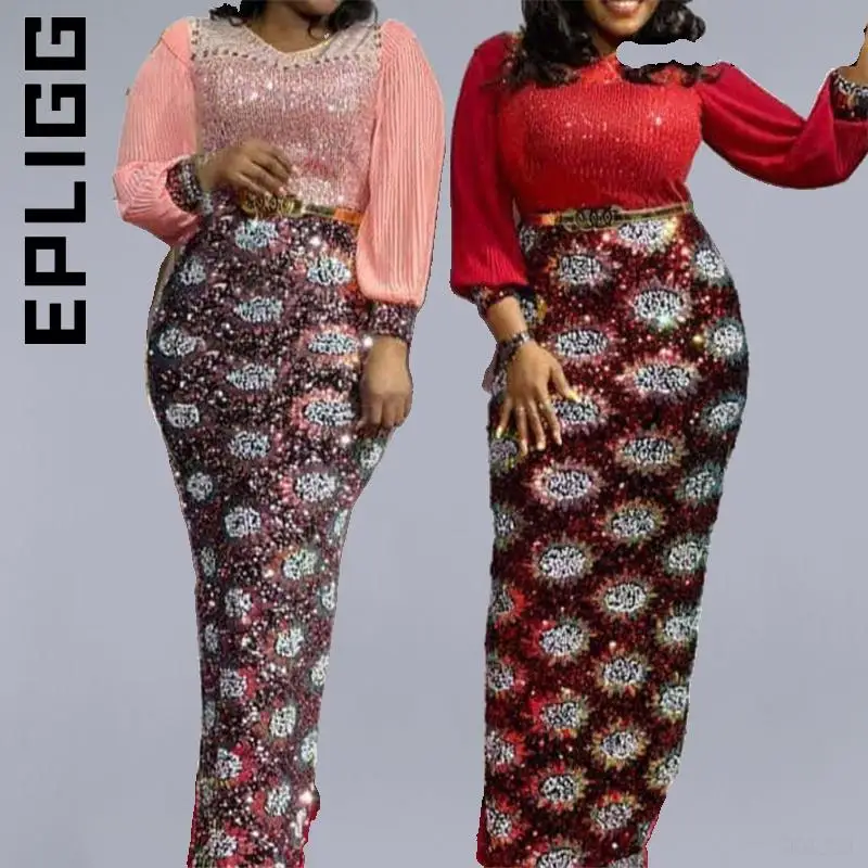 

Epligg Fashion Africa Sequins Women Dress Simple Leisure Outfits Temperament Elegant Robe Popular Korean Vestidos Female