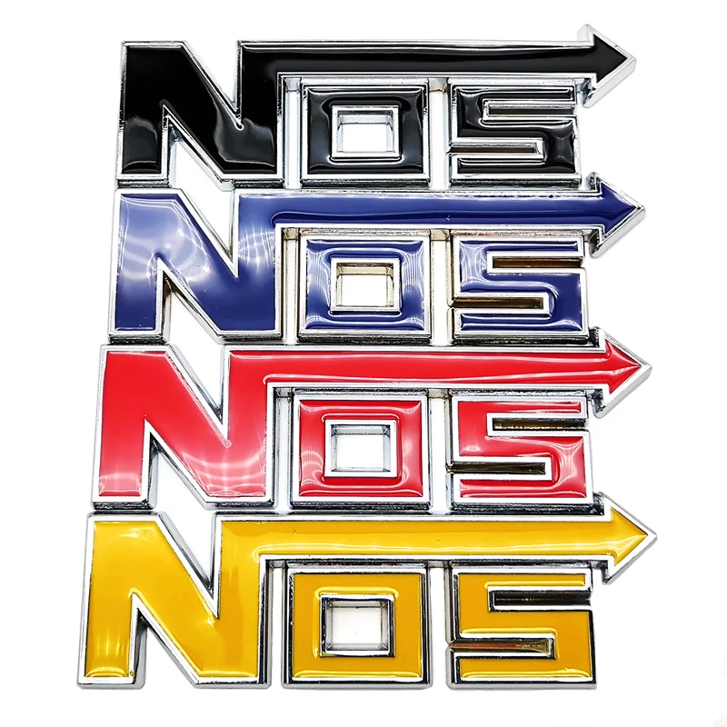 

3D Metal Chrome Zinc Alloy NOS Logo Emblem Car Styling Universal Car Stickers Suitable for All Models Decoration Accessories