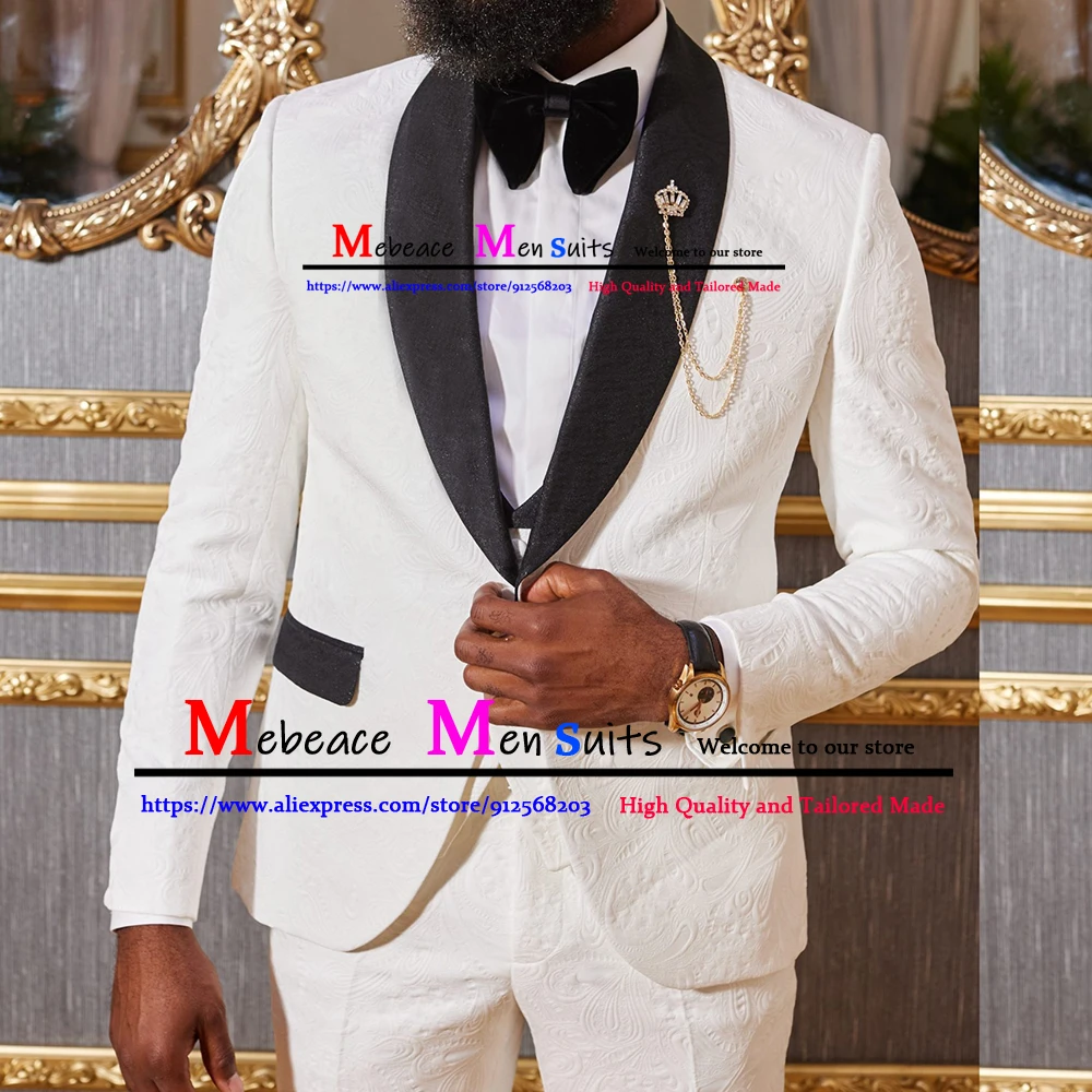 Мужские свадебные костюмы из жаккарда цвета слоновой кости по индивидуальному