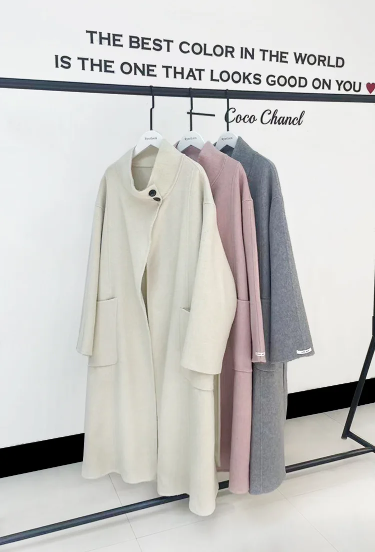 Осень 2023 Женское шерстяное пальто свободное стильное теплое с