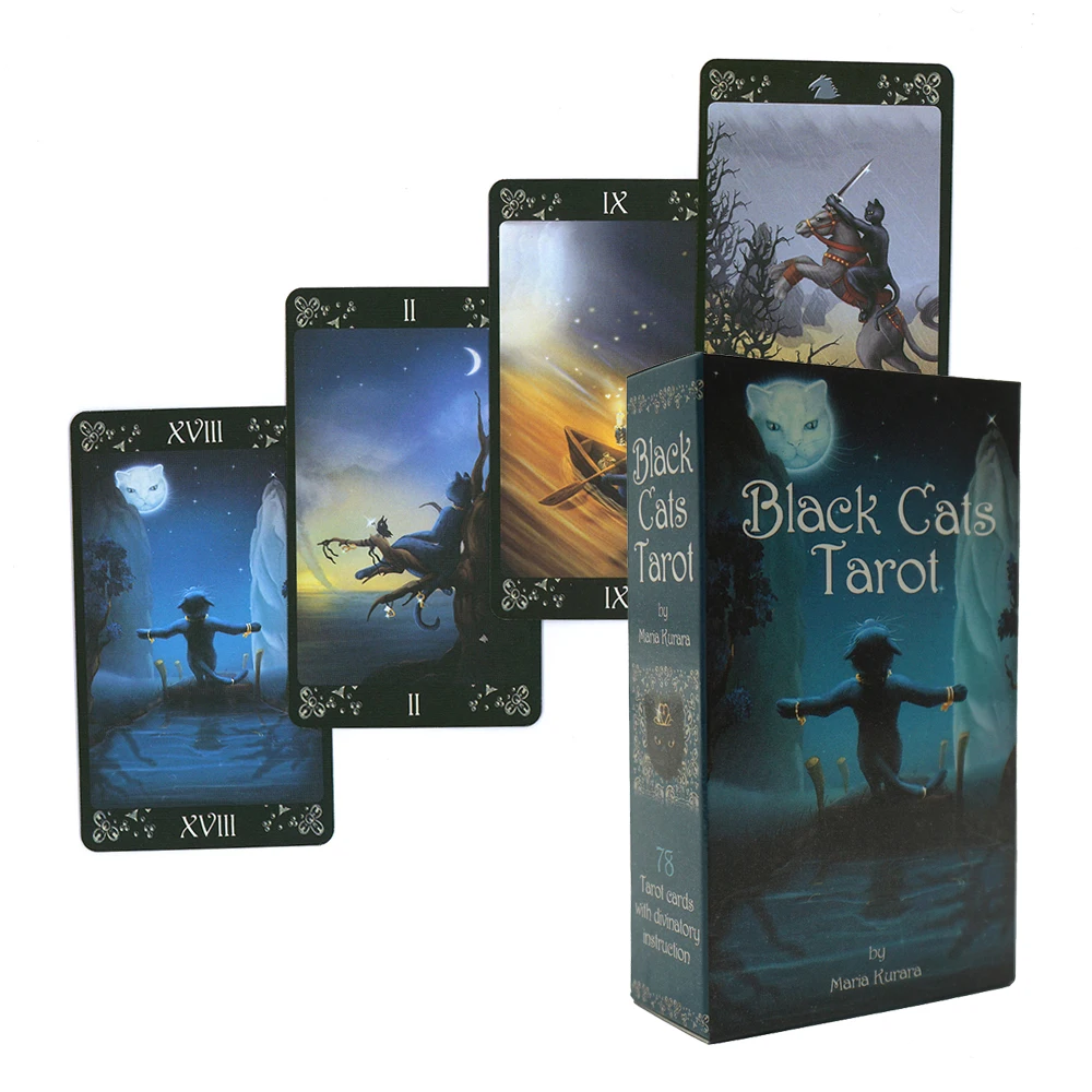 

English Italian Spanish French German Portuguese Tarot PDF Guide Book Board Games Divination Deck Black Cards for Beginners