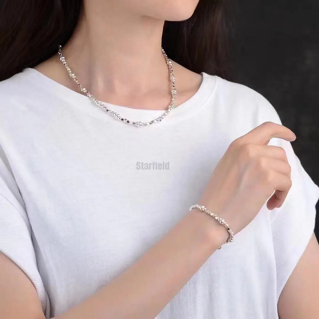 

S925 Silver Thai Silver Retro Wholesale Female Fashion Chain Silver Necklace Hot Selling Broken Silver Simple Design Necklace