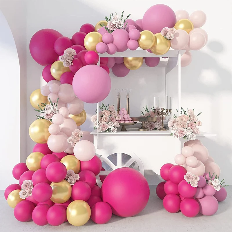 

Macaron Pink Balloon Garland Arch Kit Wedding Birthday Party Decoration Kids Retro Pink Rose Red Latex Ballon Baby Shower