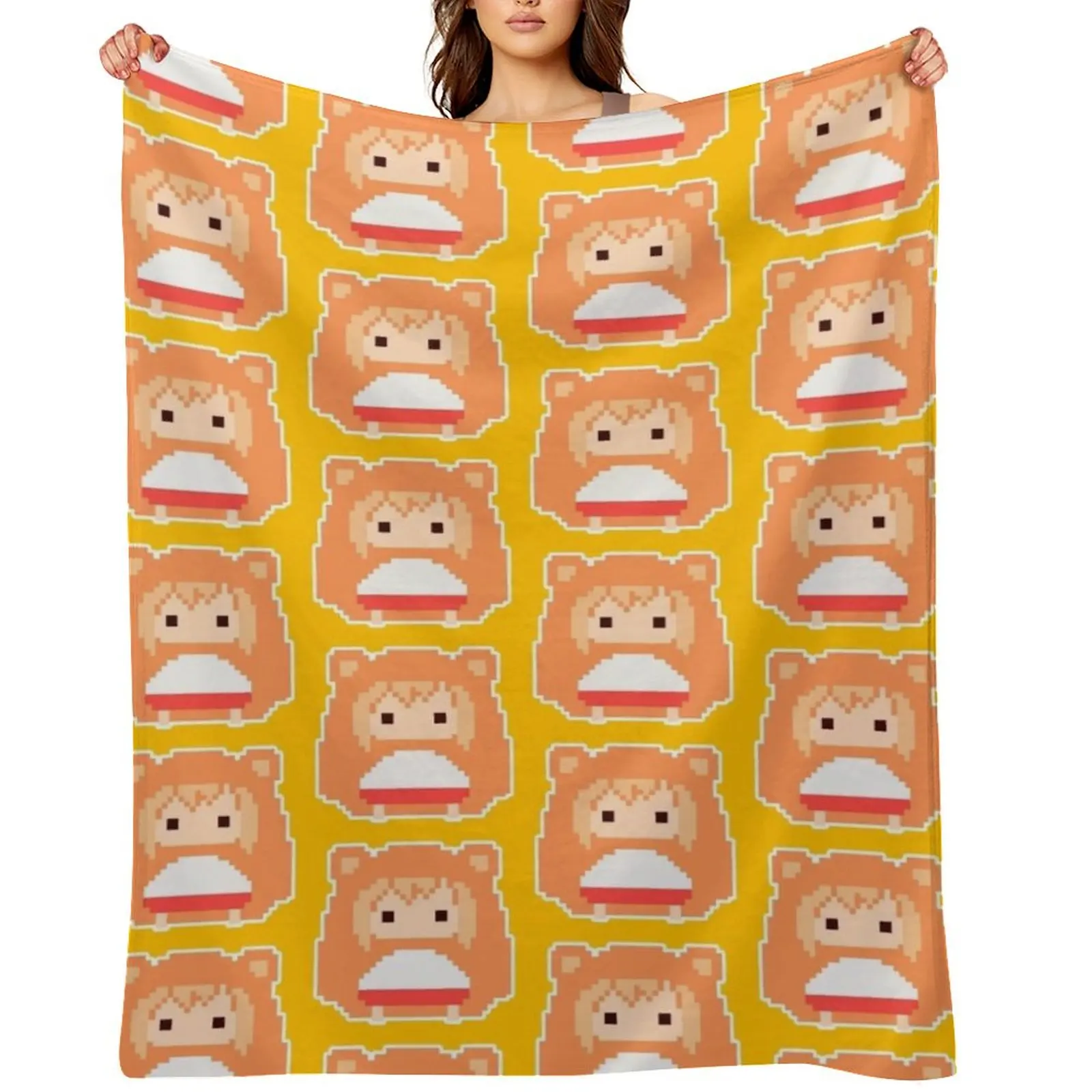 Фото 8bit Umaru Chan Throw Blanket Quilt, декоративные пледы с рисунком манги для диванов, мягкие пледы в клетку №1
