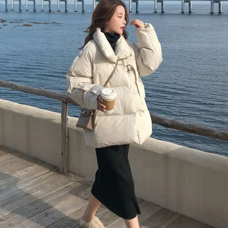 

2023 New Winter Parka Jacket Women Thick Cotton Padded Coats Female Stand Collar Loose Puffer Parkas Down Jackets Outwear V886