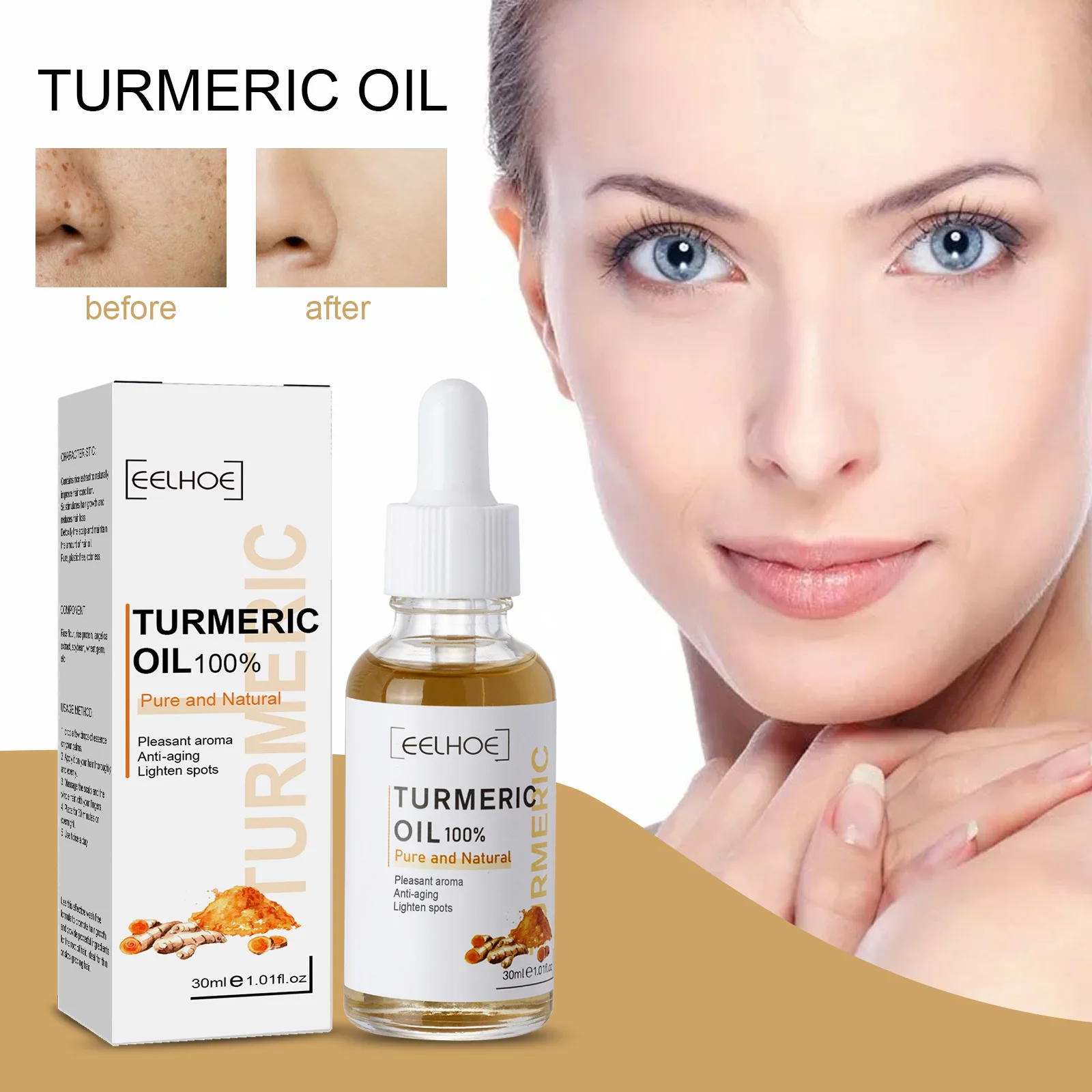 

30ml Turmeric Oil Skin To Lightening Acne Dark Patches Acne Bright Skin Dark Spot Corrector Anti Aging Face Whitening Serum Care