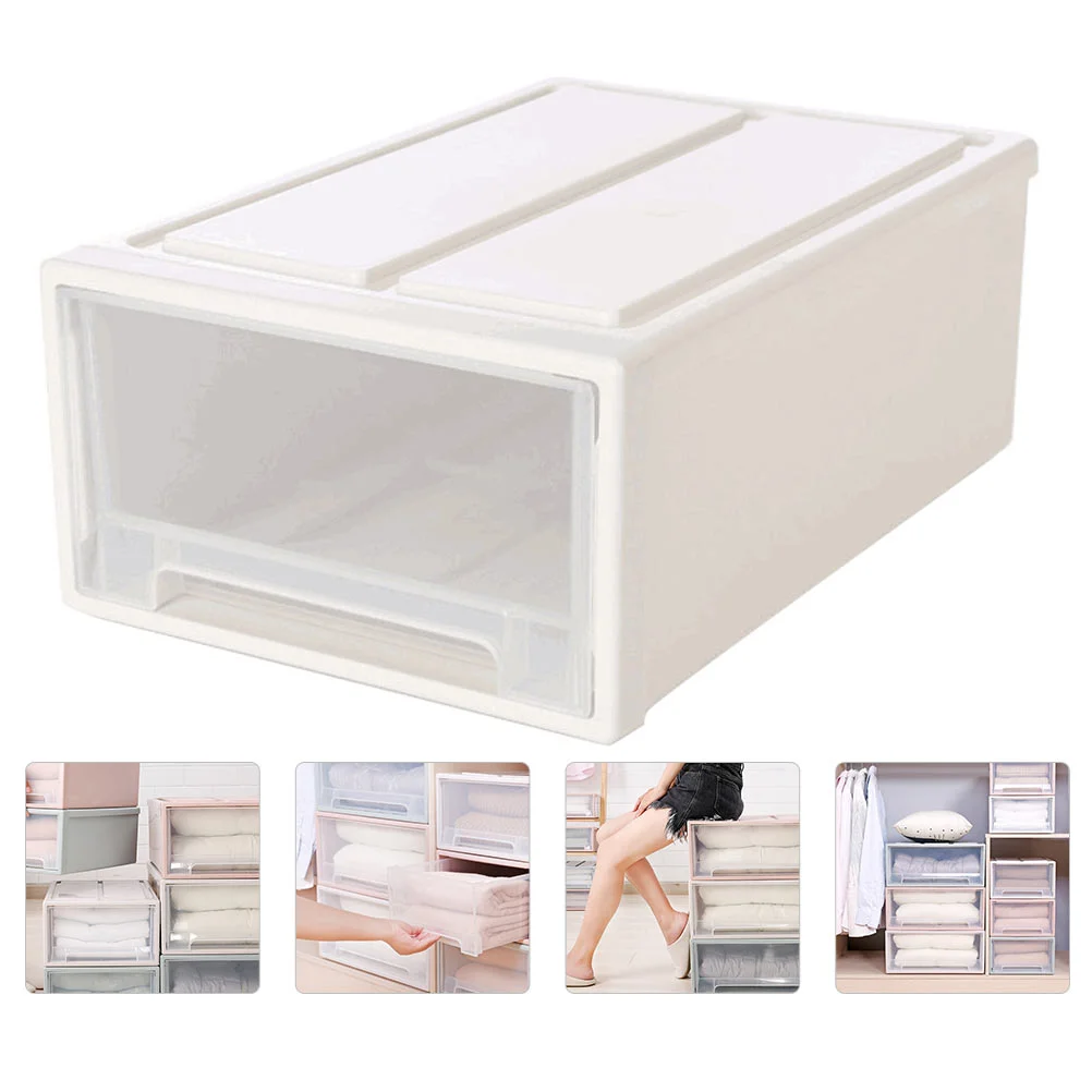 

Stackable Closet Box Shoe Storage Bins Organizer Vanity Drawer Sneaker Display Containers Clothing Bags Clothes