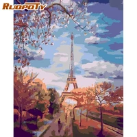 ruopoty pictures by numbers kits for adults iron tower landscape oil painting handmade diy gift 60x75cm frame on canvas paints