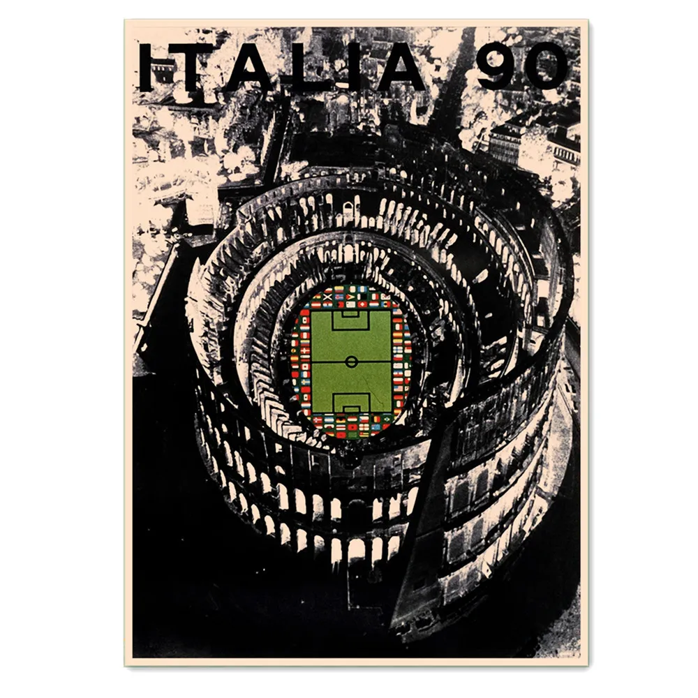 

"Italy 1990 WORLD CUP" Vintage Football Posters Painting Wall Sticker Brown Retro Matte Kraft Paper Print Art Home Decoration