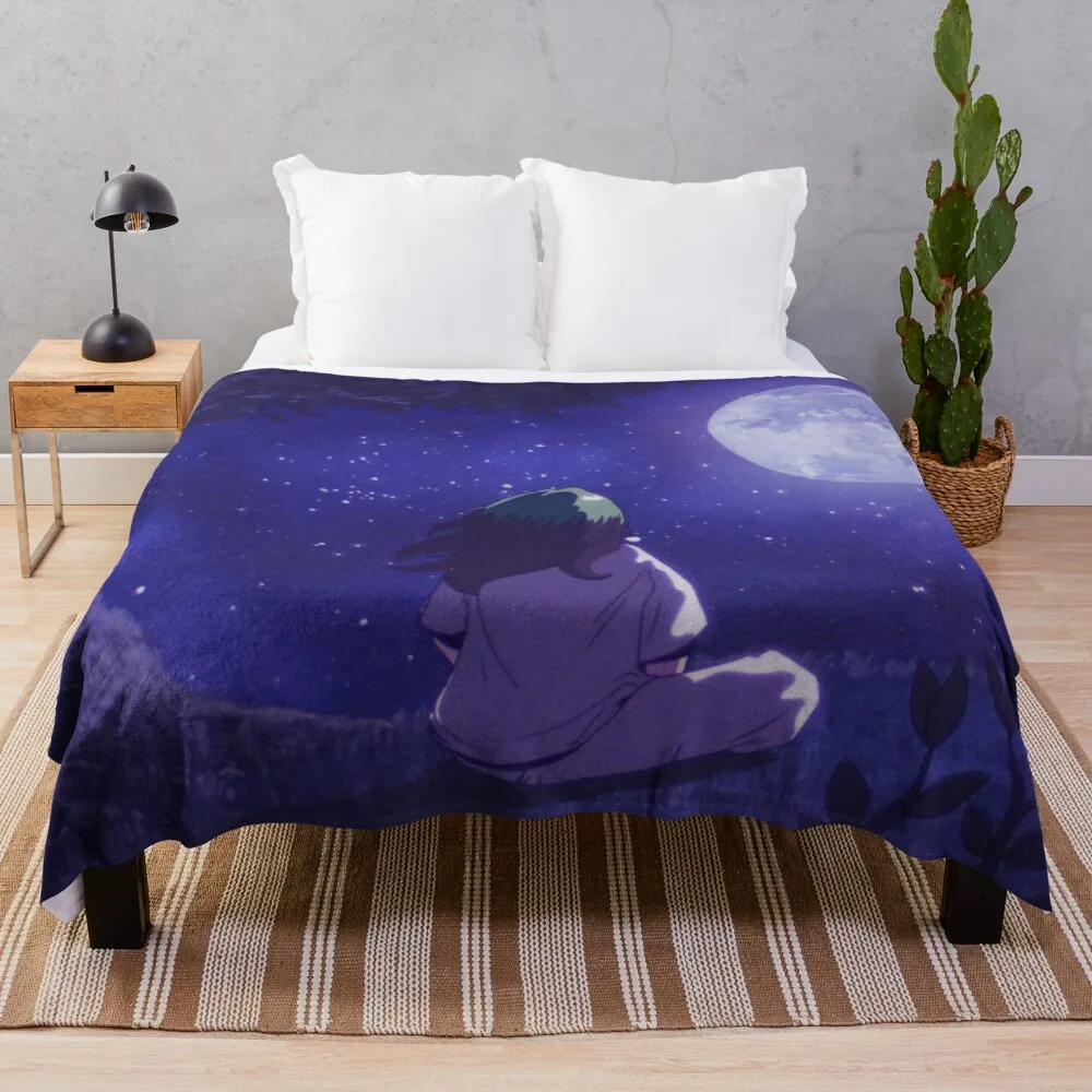 

Looking The Moon Throw Blanket Retractable And Reclining Sofa Blanket Multi-Purpose Fur Blanket