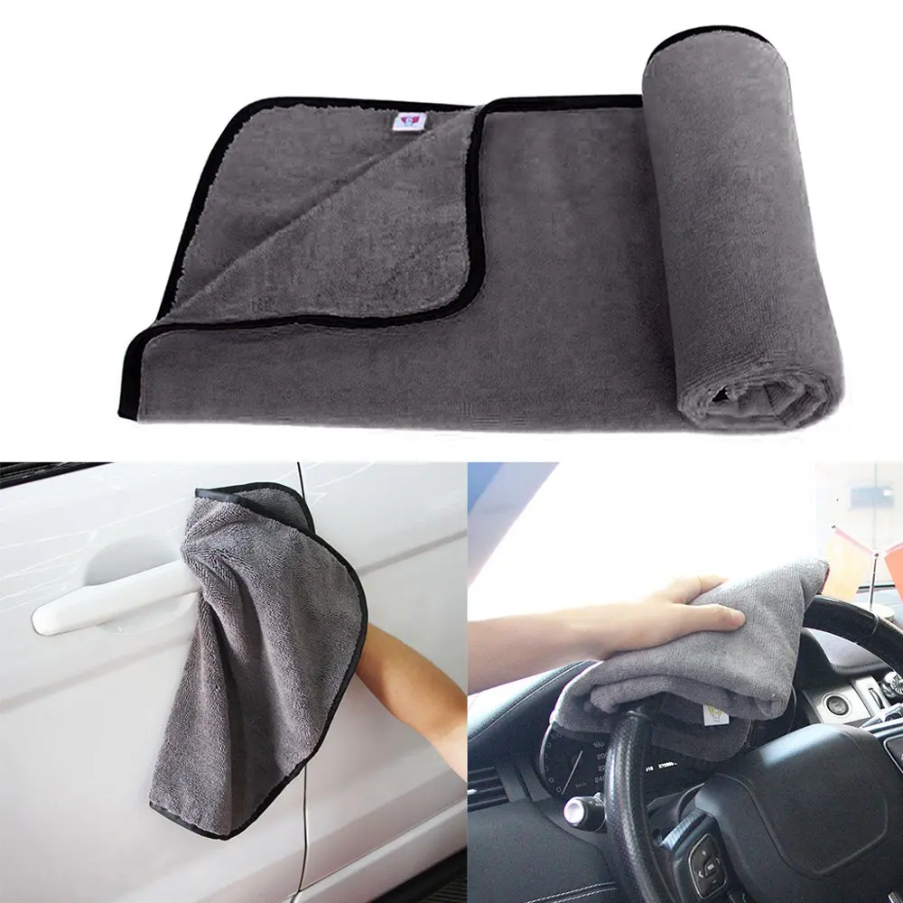 Microfiber Car Wing Towel Window Floor Drying Cloth Soft Rag Gray Car Cleaning Towels for Auto Kitchen, Bath, Glass