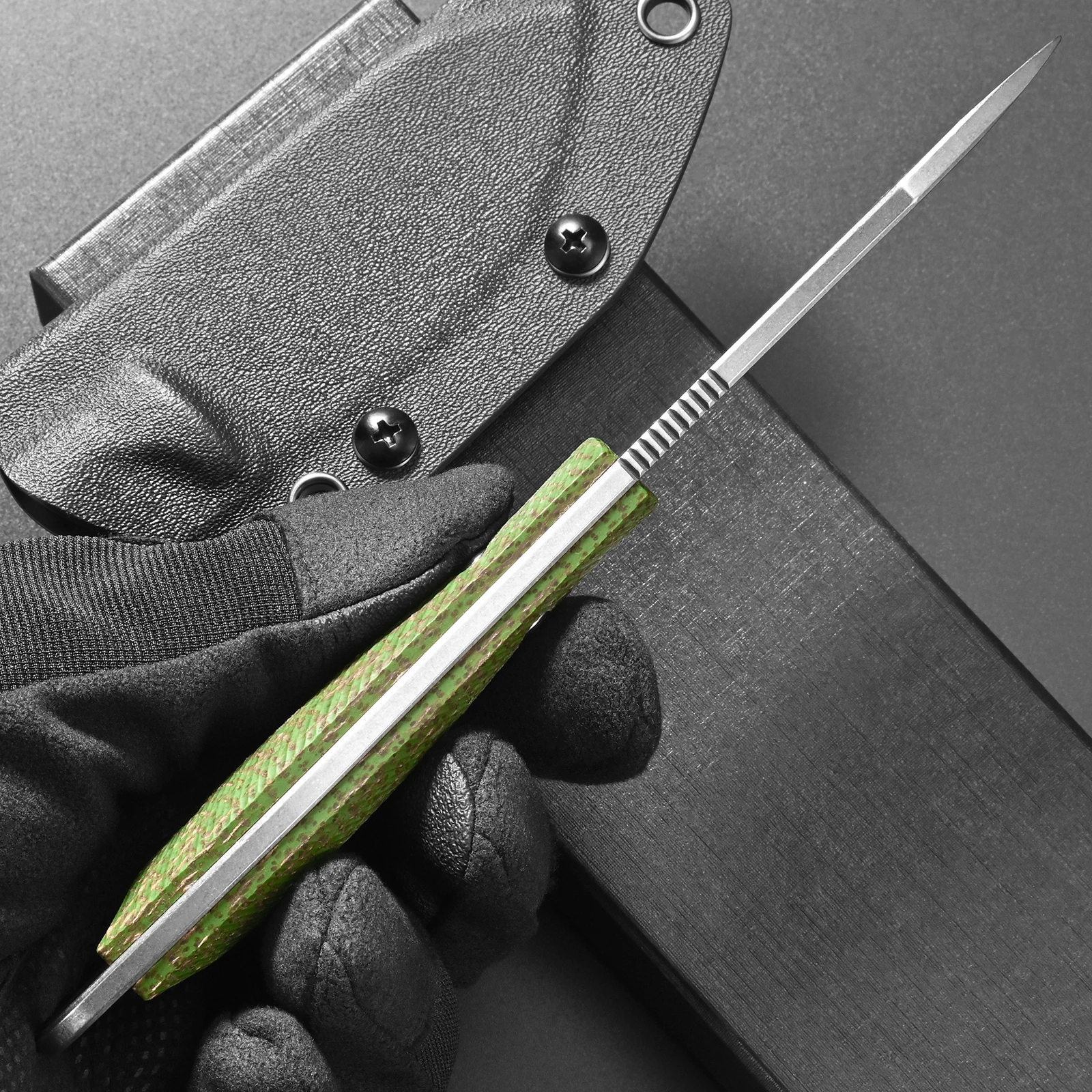 Нож Eafengrow EF169 с фиксированным клинком из стали AUS-10, рукоять из микарты, цельнометаллический, для активного отдыха и кемпинга (art.: 3920daec6d6a4) - 3920daec6d6a4