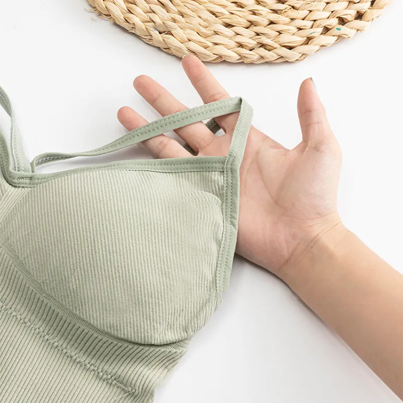 Women Cotton Underwear Push Up Bra Sexy Top Women Suspender Tank Up Fashion Solid Color Lingerie Female Soft Top Brassreie