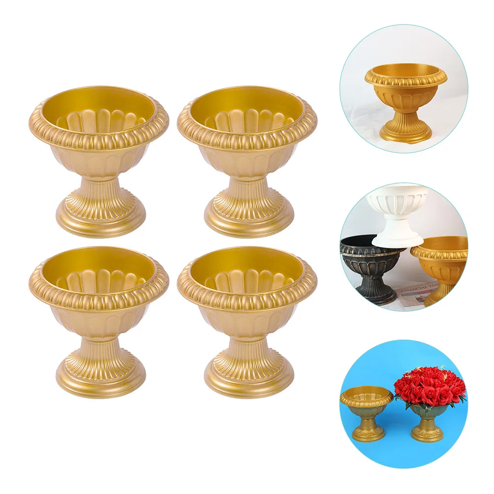 4 Pcs Gold Flowers Vases Tabletop Urn Vase House Ornaments Small Elegant Vases Gold Vase Urn Vintage Home Decor