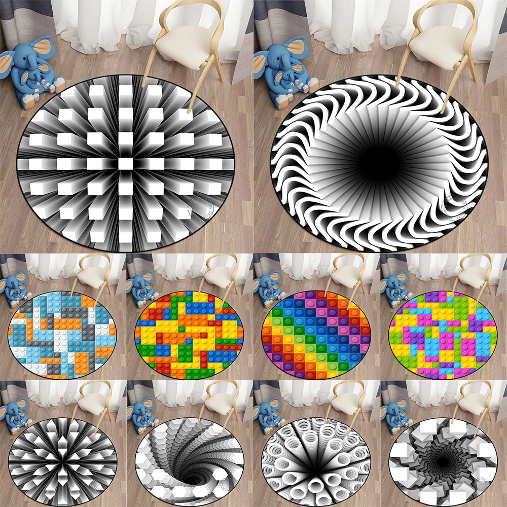 Загадочный круглый ковер коврики для гостиной с 3D принтом растений ведра