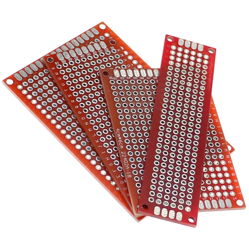 

20pcs/lot PCB Prototype Board Circuit Protoboard Universal Stripboard Prototyping Veroboard 2X8 3X7 4X6 5X7 5Pcs Each Mix Red