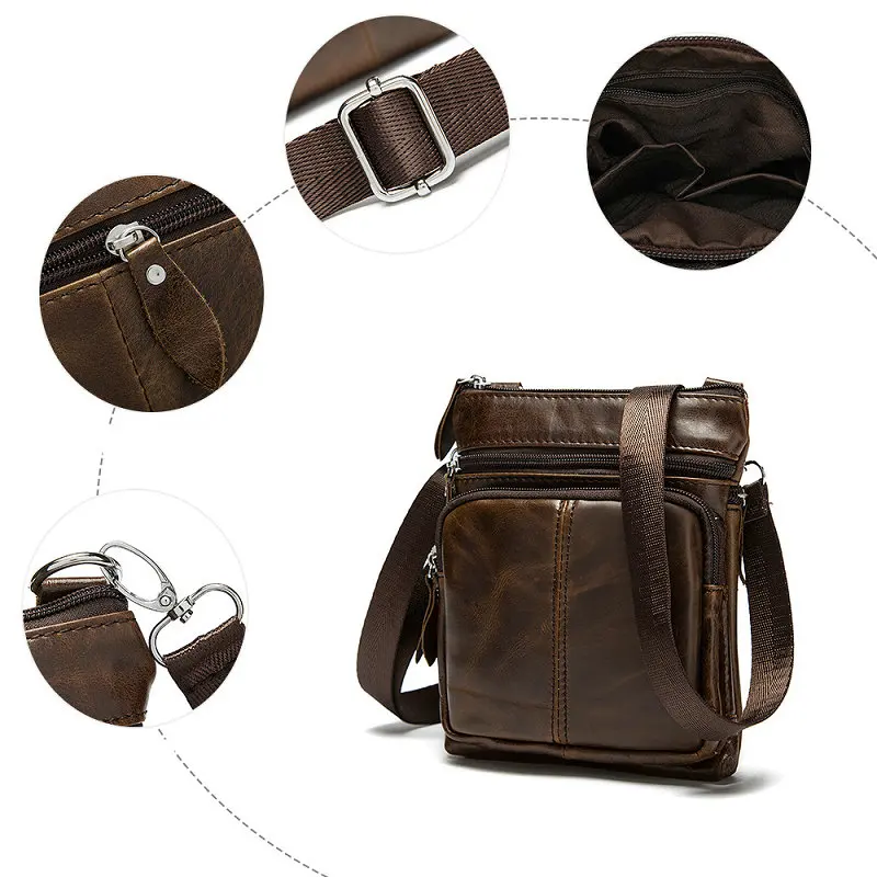 2023 New Men's Shoulder  Casual Bag Cowhide Cross-body Leather Bag Men's Crossbody Bag