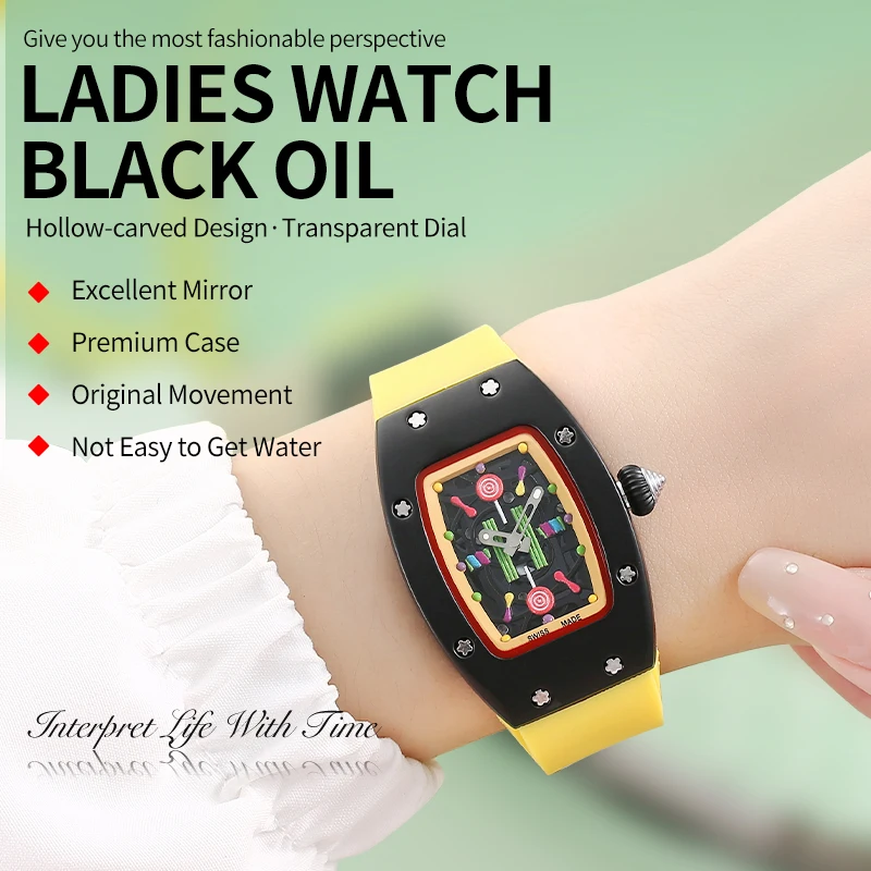

Quartz Black Ceramic Oil 1617-B Ladies Wrist Watches Business Wood GrainWomen Watch PU Leather Strap Wristwatch Stain Resistant