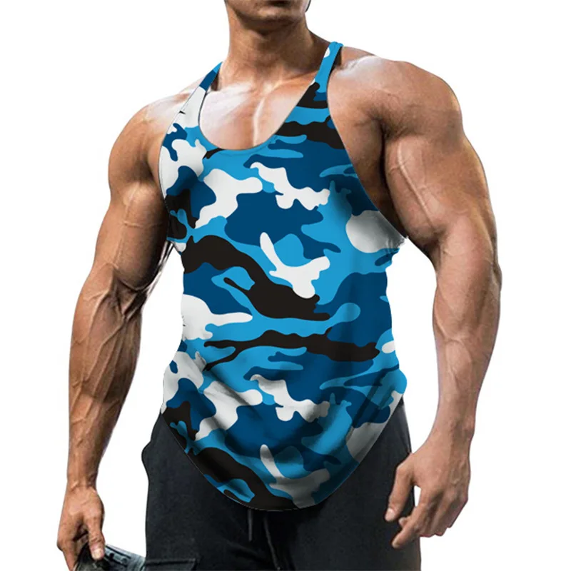 Camouflage Summer Fitness Tank Top Men Bodybuilding New Gyms Clothing Fitness Men Shirt Slim Fit Vests Mesh Singlets Muscle Tops images - 6
