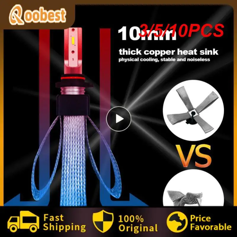 

3/5/10PCS Car LED Headlight Bulb High-end super bright T8 H1 9005 HB3 H10 9006 HB4 120W 26000LMCSP chips 6500K White