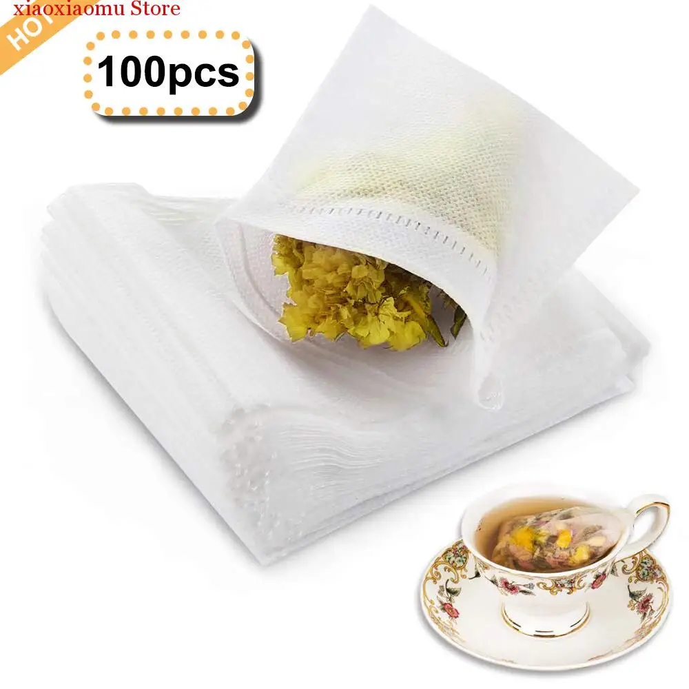 

100 шт./лот чайные пакетики 9x7 см пустые пакетики для ароматизированного чая со шнурком, Запаянные, из фильтровальной бумаги, для травяного ра...