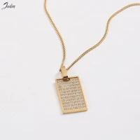 joolim jewelry pvd gold finish no fade full fine drill cnc square brand pendant necklace trend 2022 for women stainless steel