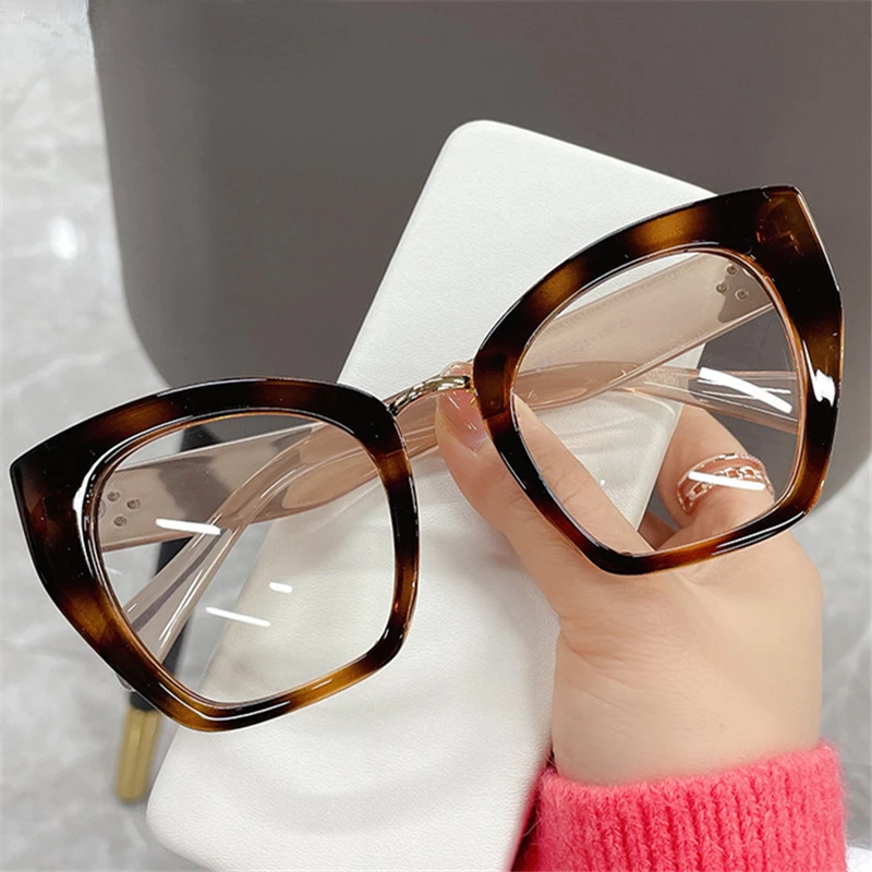 

Blue Light Blocking Glasses Frame Women Cat Eye Trending products Eyeglasses Frames Optical Printing Decoration Fake Eyewear tre