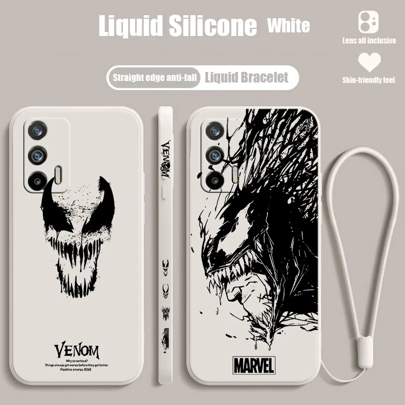 

Marvel Venom For OPPO Realme Q5i Q3S GT NEO 3T 2 Master XT X7 X2 V23 C30 C21Y C11 Liquid Left Rope Phone Case