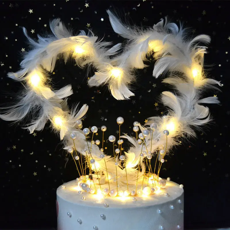 

Feather Cake Topper Birthday Wedding Party Cake Decorating Tool Dessert Valentine's Day Cake Top Decoration Baking Supplies