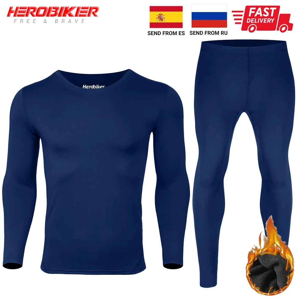 

Men's Fleece Lined Thermal Underwear Thermal Shirt Male Motorcycle Skiing Base Layer Warm Long Johns Shirts & Tops Bottom Suit
