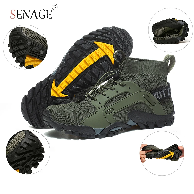 

SENAGE Quality Hiking Shoes Summer Mesh Breathable Men Sneakers Outdoor Trail Trekking Mountain Climbing Sports Shoes Size 36-47